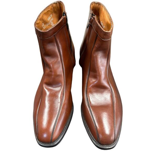 STAFFORD Never Worn Whiskey Brown Leather Ankle Zip Chelsea Boots Size 13 - Picture 1 of 17